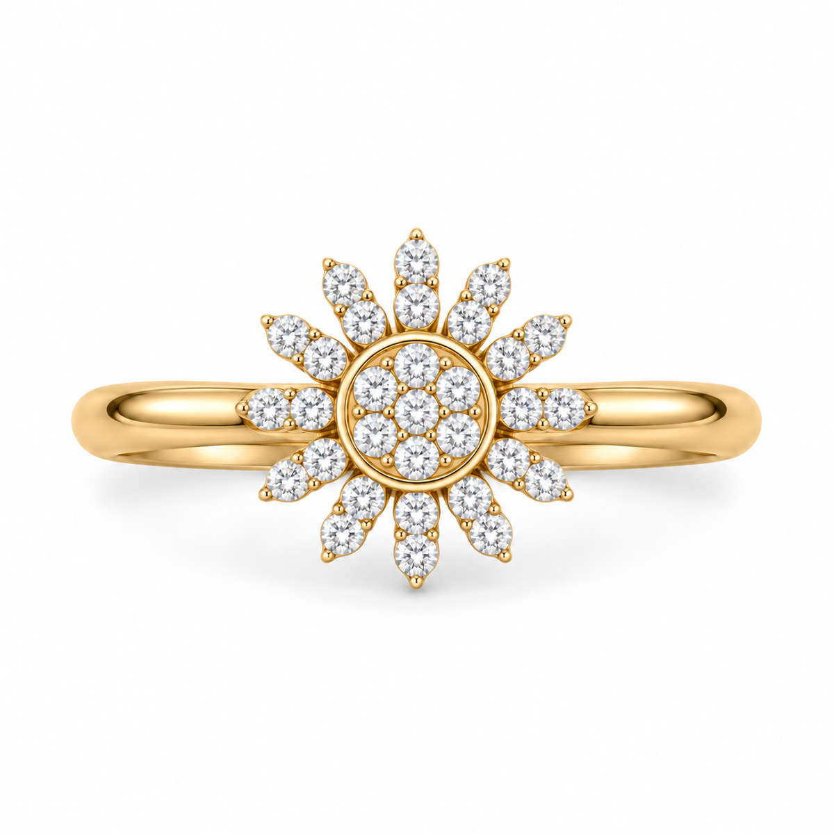Sunflower Diamond Gold Ring - product view