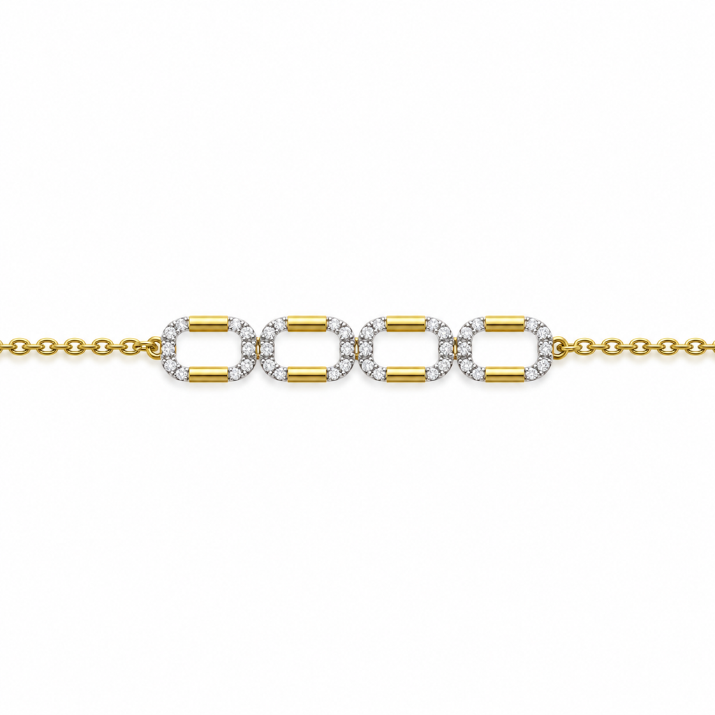 Geometric Two-Tone Diamond Link Bracelet - product view