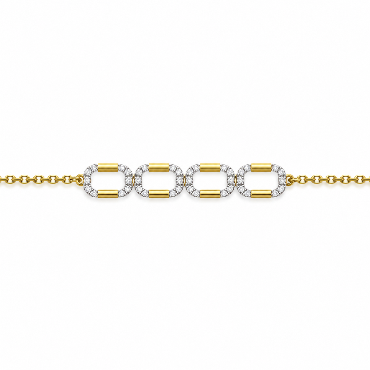 Geometric Two-Tone Diamond Link Bracelet - product view