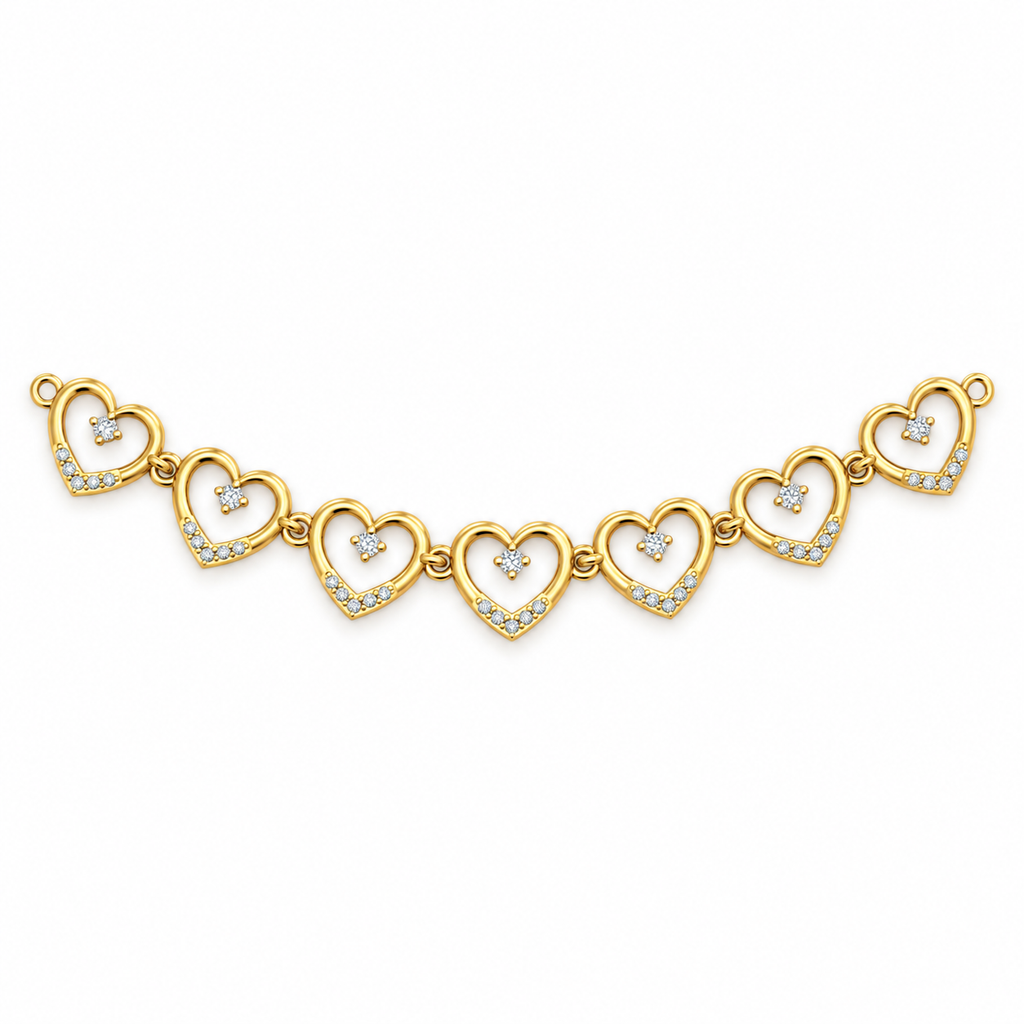 Open Heart Diamond Station Necklace - product view