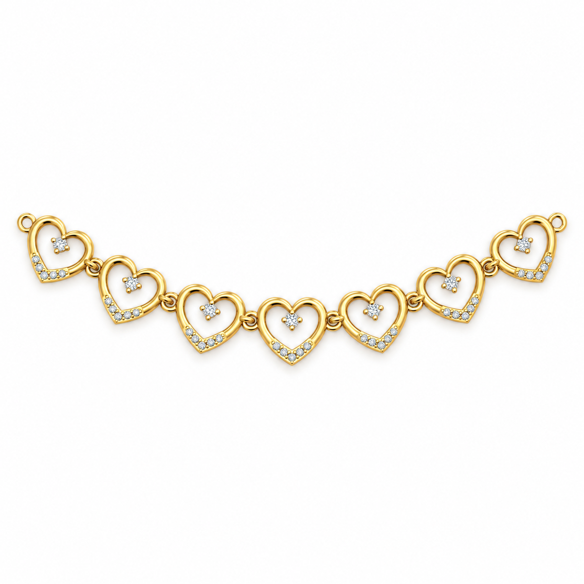 Open Heart Diamond Station Necklace - product view