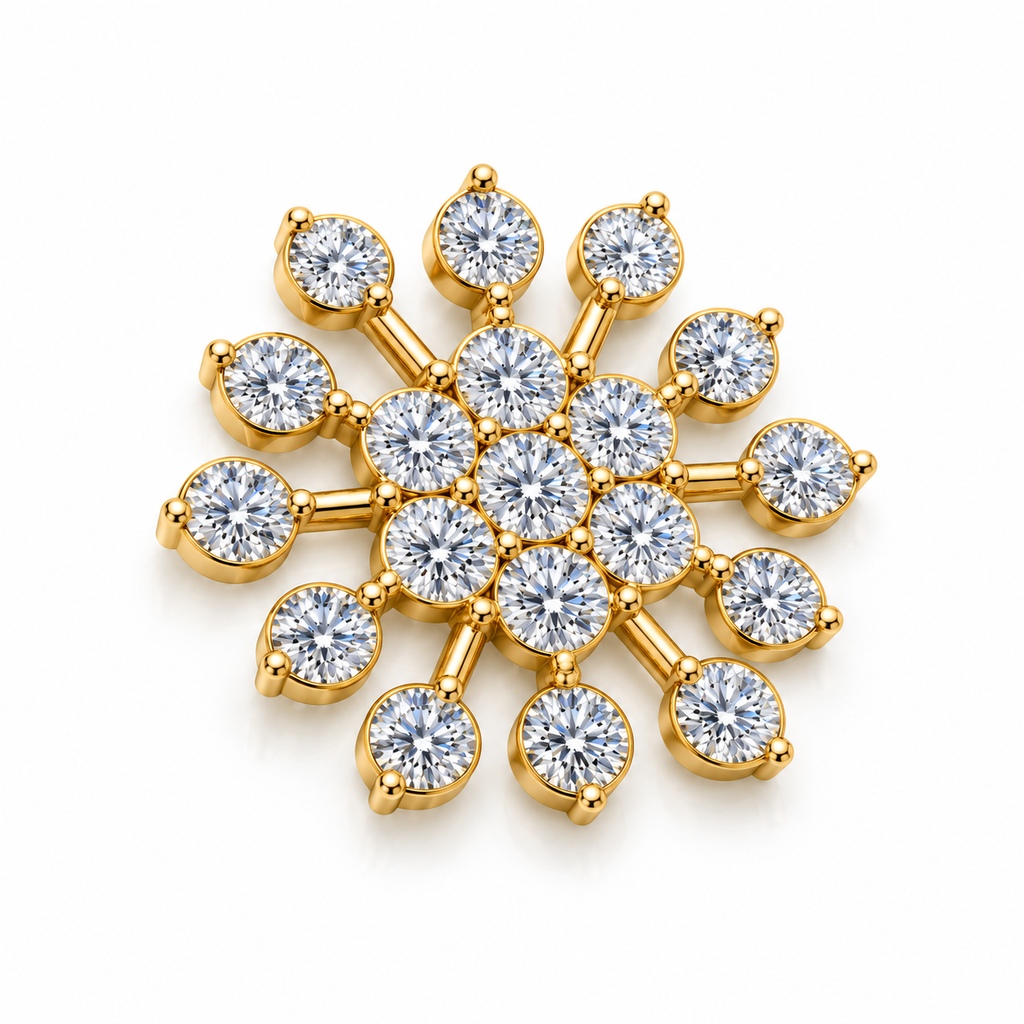 Floral Ray Diamond Burst Pendant - angled product view
