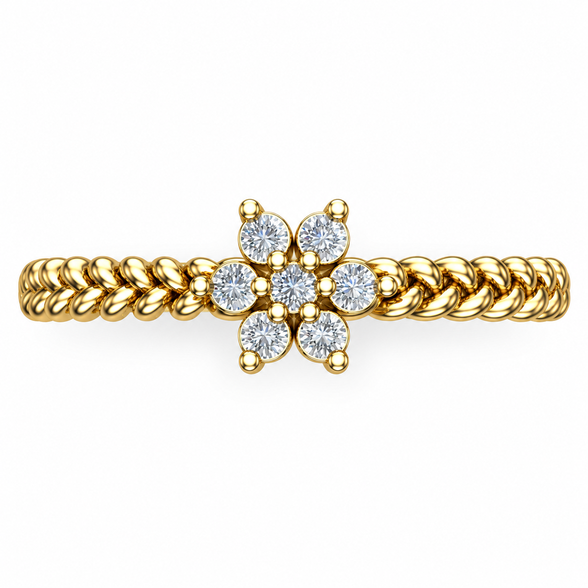 Braided Floral Diamond Ring - product view