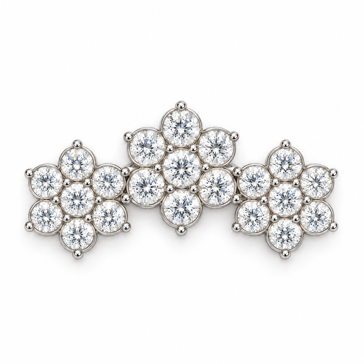 Triple Floral Cluster Diamond Pendant - angled product view