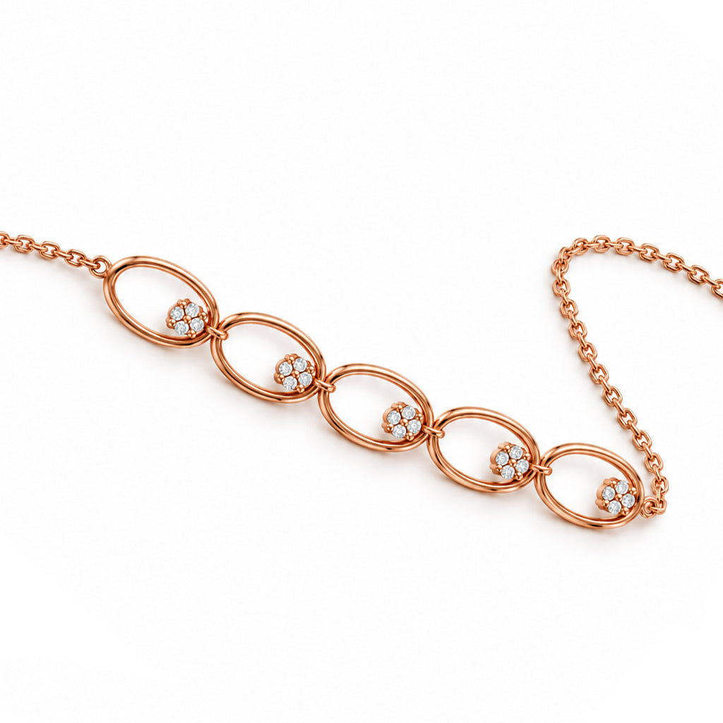 Oval Orbit Diamond Bracelet - angled product view