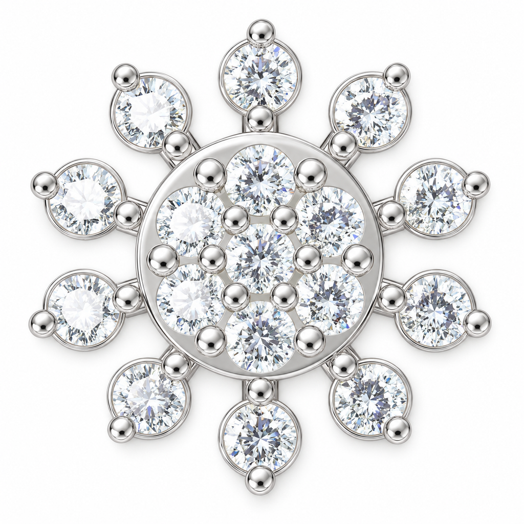 Radiant Sunburst Diamond Pendant - angled product view