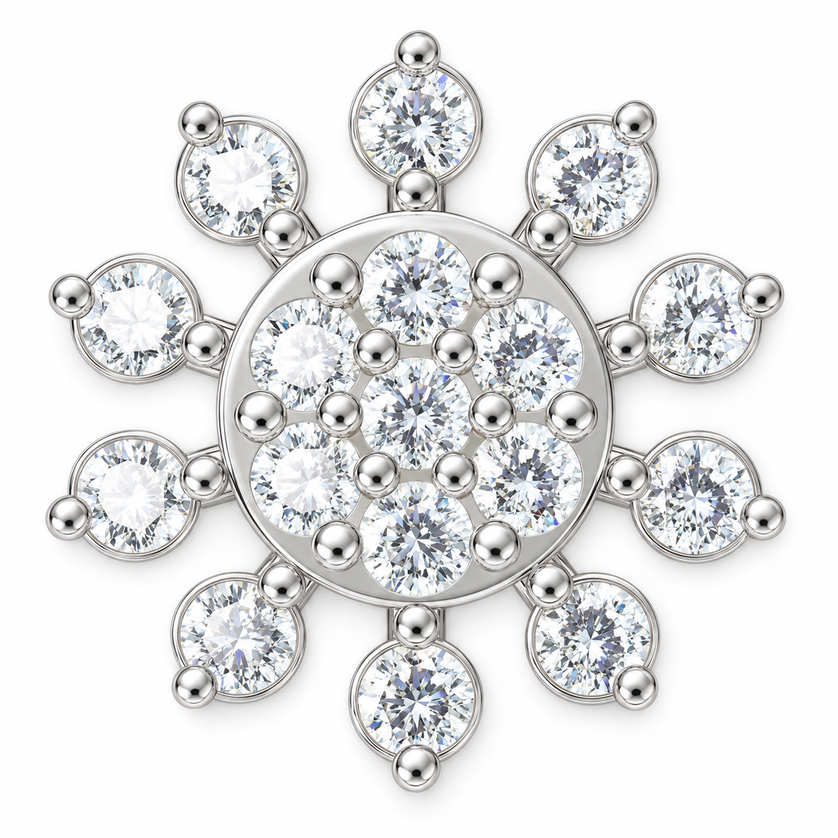 Radiant Sunburst Diamond Pendant - angled product view