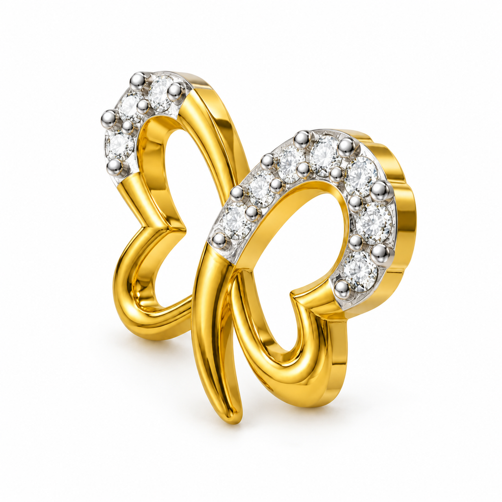 Openwork Butterfly Pave Diamond Pendant - angled product view
