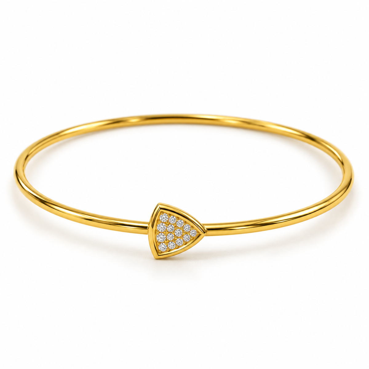 Trillion Cluster Diamond Gold Bangle - angled product view