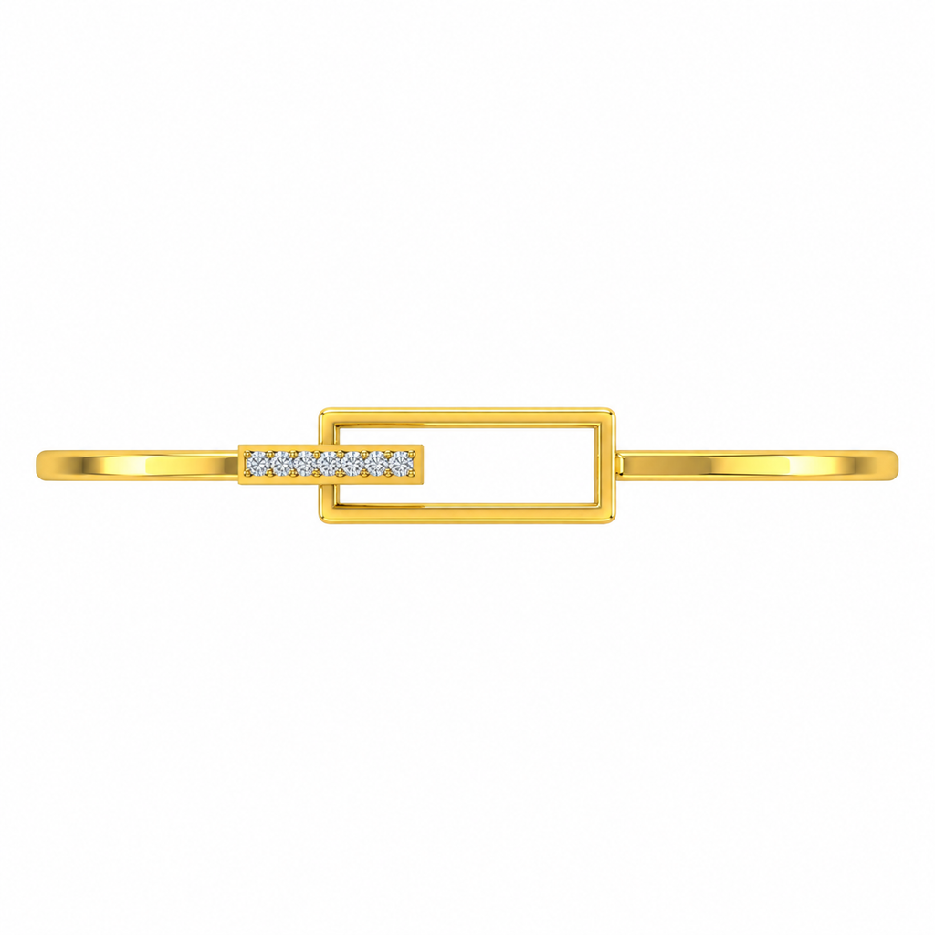 Offset Rectangle Diamond Gold Bangle - product view
