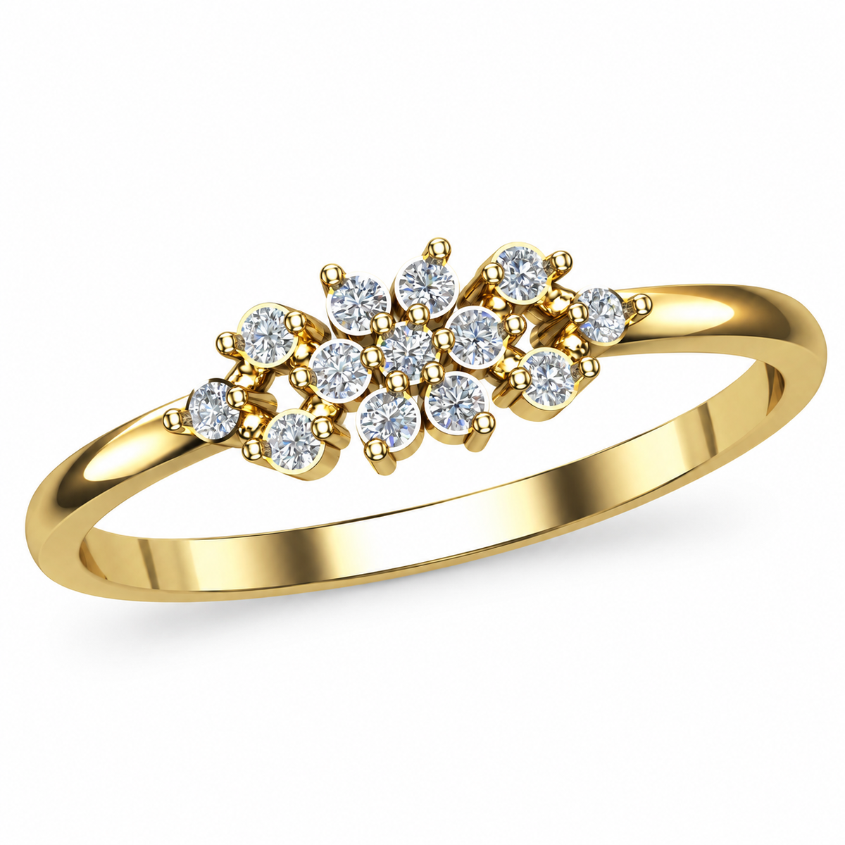 Floral Cluster Diamond Ring - angled product view