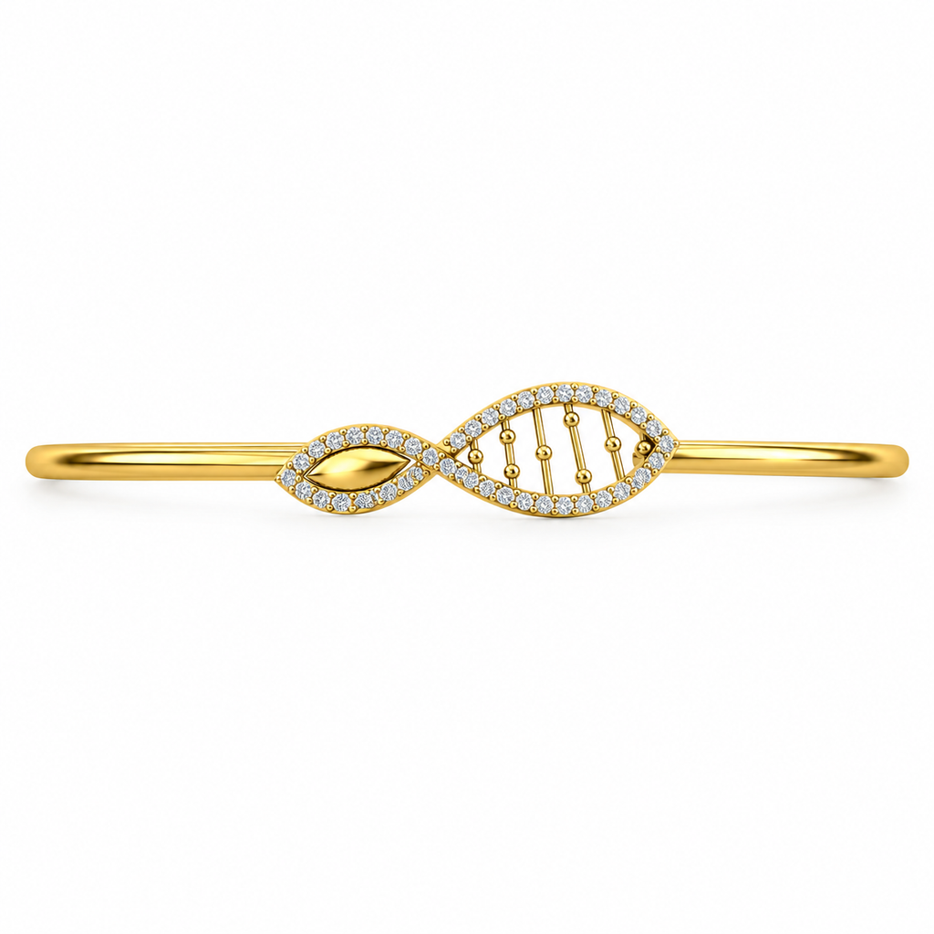 Marquise Lattice Diamond Gold Bangle - product view
