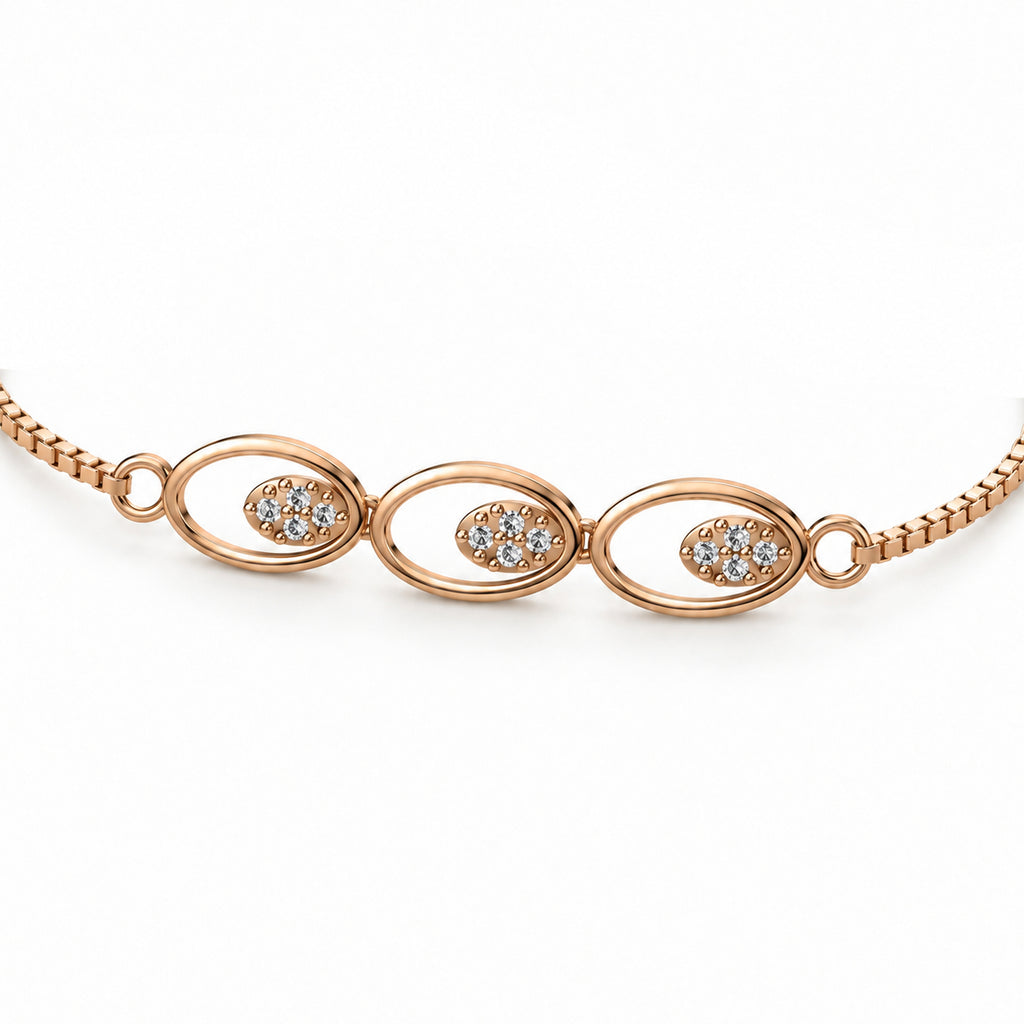 Oval Bloom Diamond Station Bracelet - angled product view