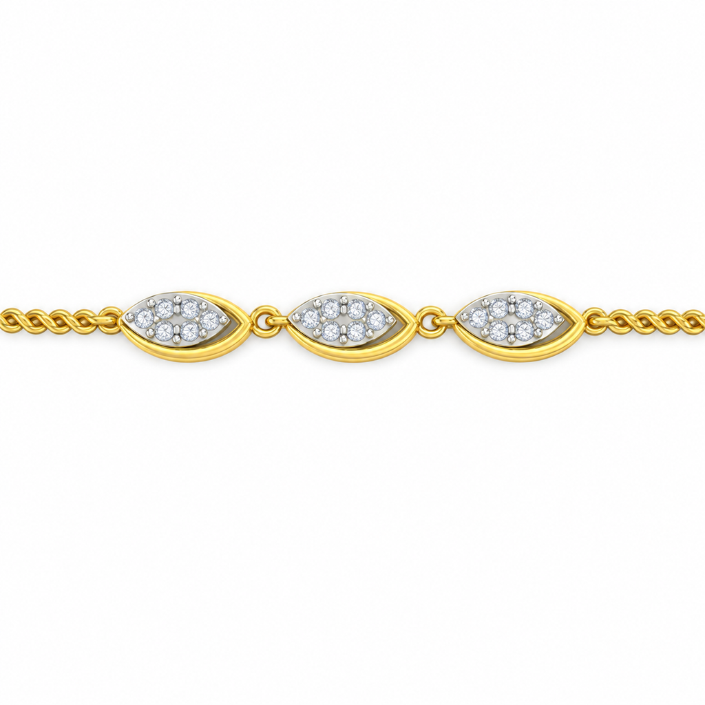Marquise Leaf Pave Diamond Bracelet - angled product view