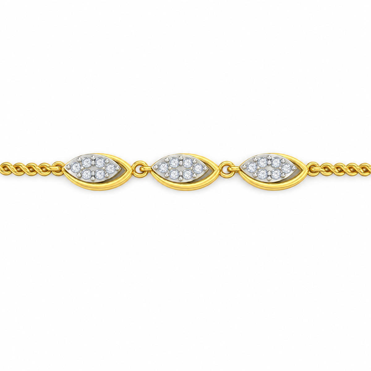 Marquise Leaf Pave Diamond Bracelet - angled product view