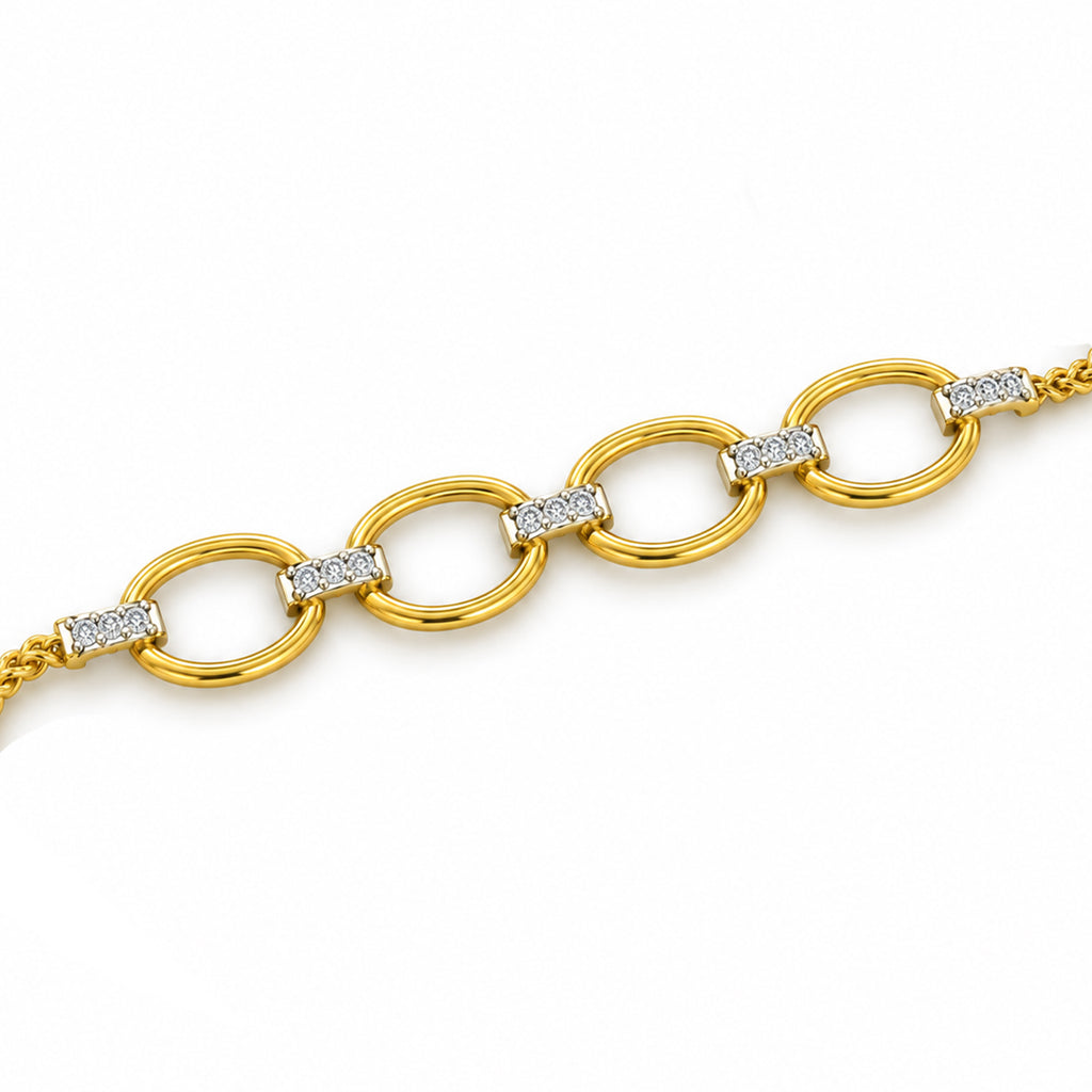 Oval Link Diamond Bar Bracelet - angled product view