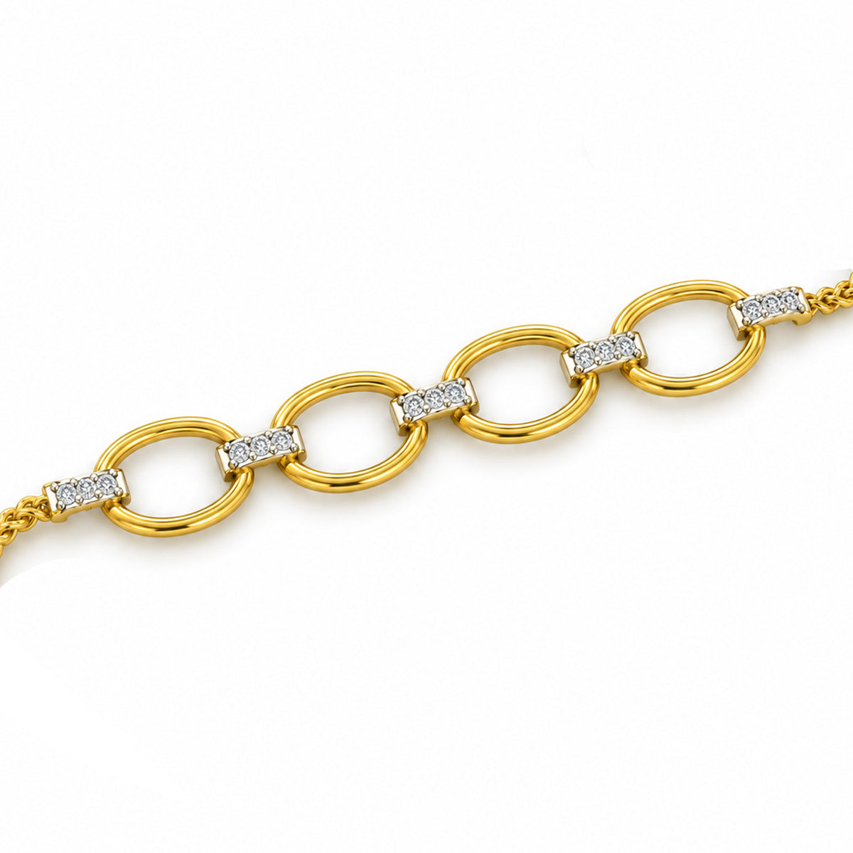 Oval Link Diamond Bar Bracelet - angled product view