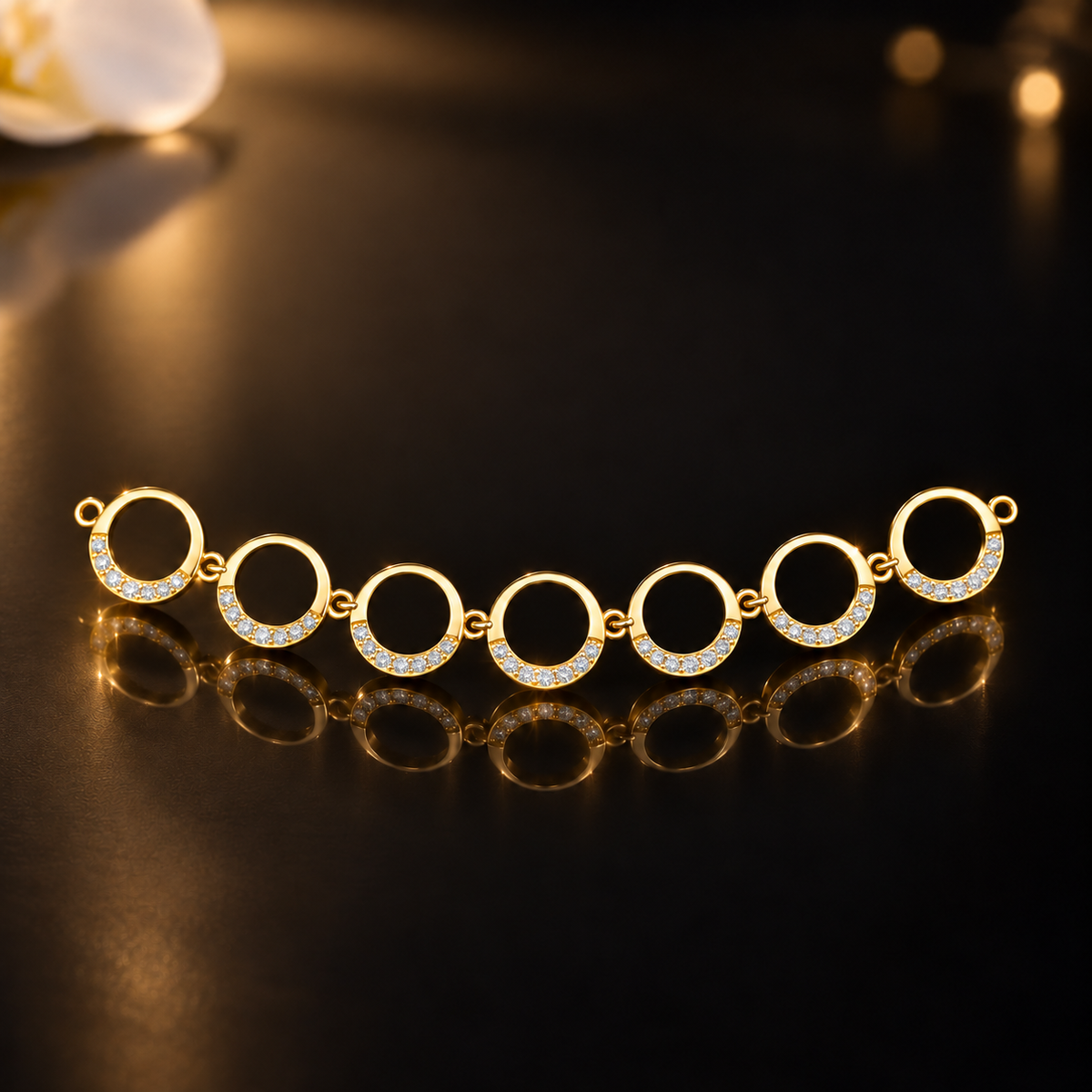 Graduated Circle Diamond Necklace - angled product view