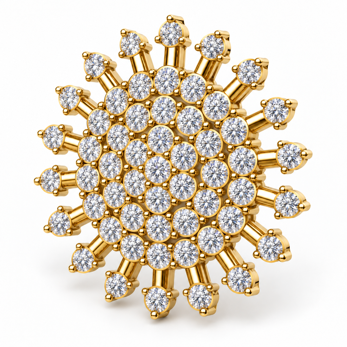 Rose Gold Sunray Pave Diamond Pendant - angled product view