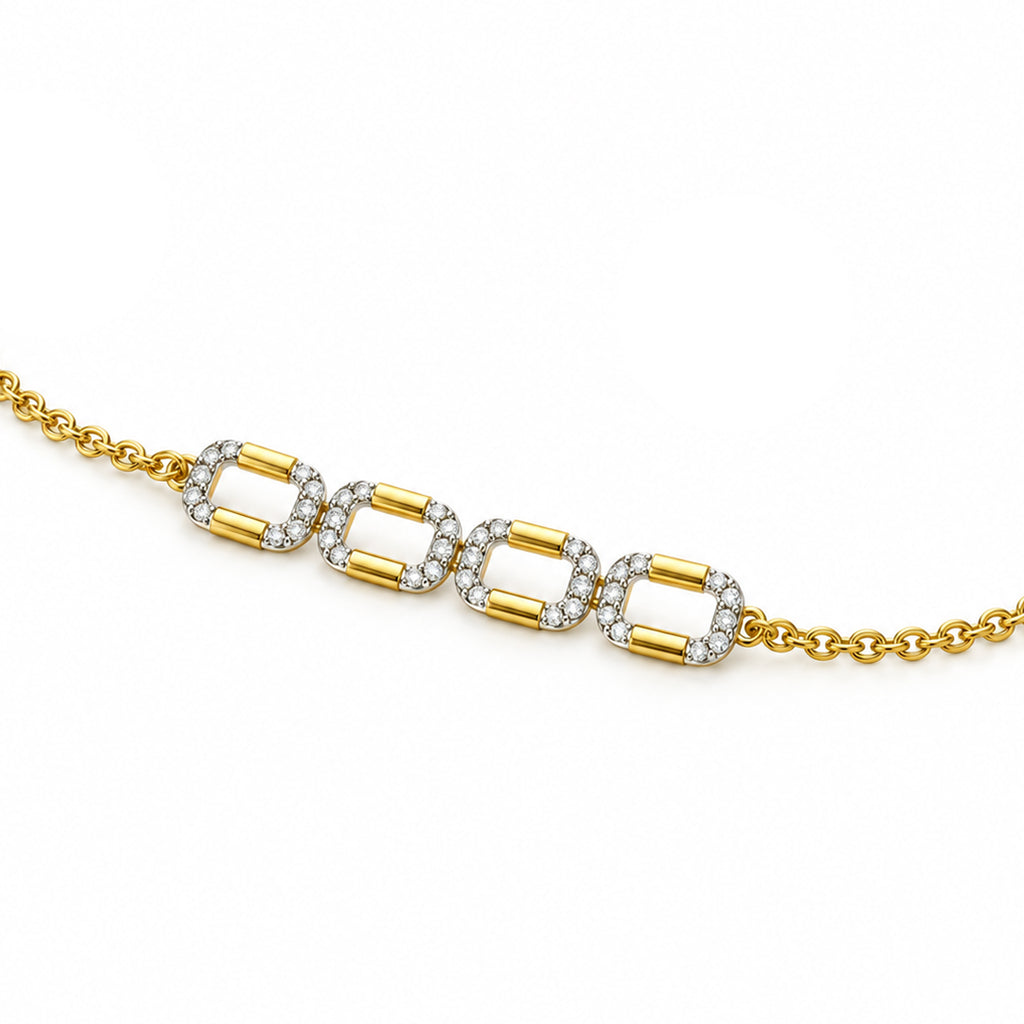 Geometric Two-Tone Diamond Link Bracelet - angled product view