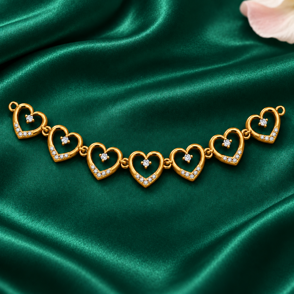 Open Heart Diamond Station Necklace - angled product view
