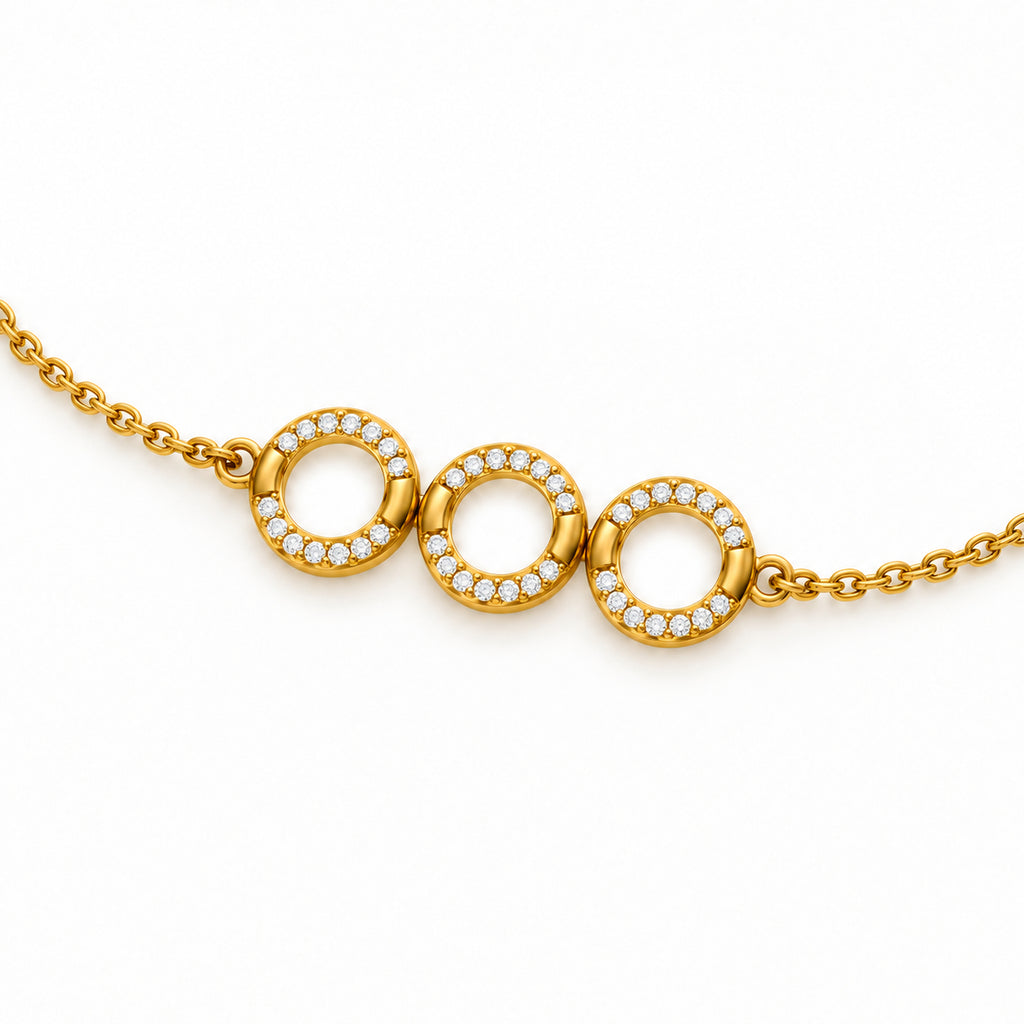 Five Circle Pave Diamond Bracelet - angled product view