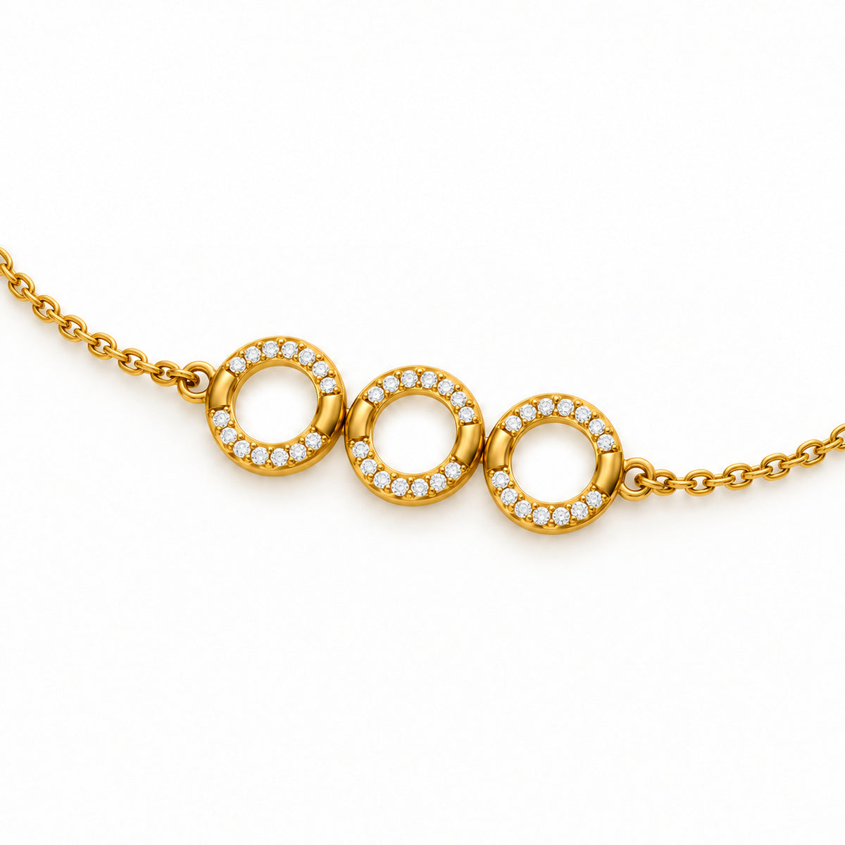 Five Circle Pave Diamond Bracelet - angled product view