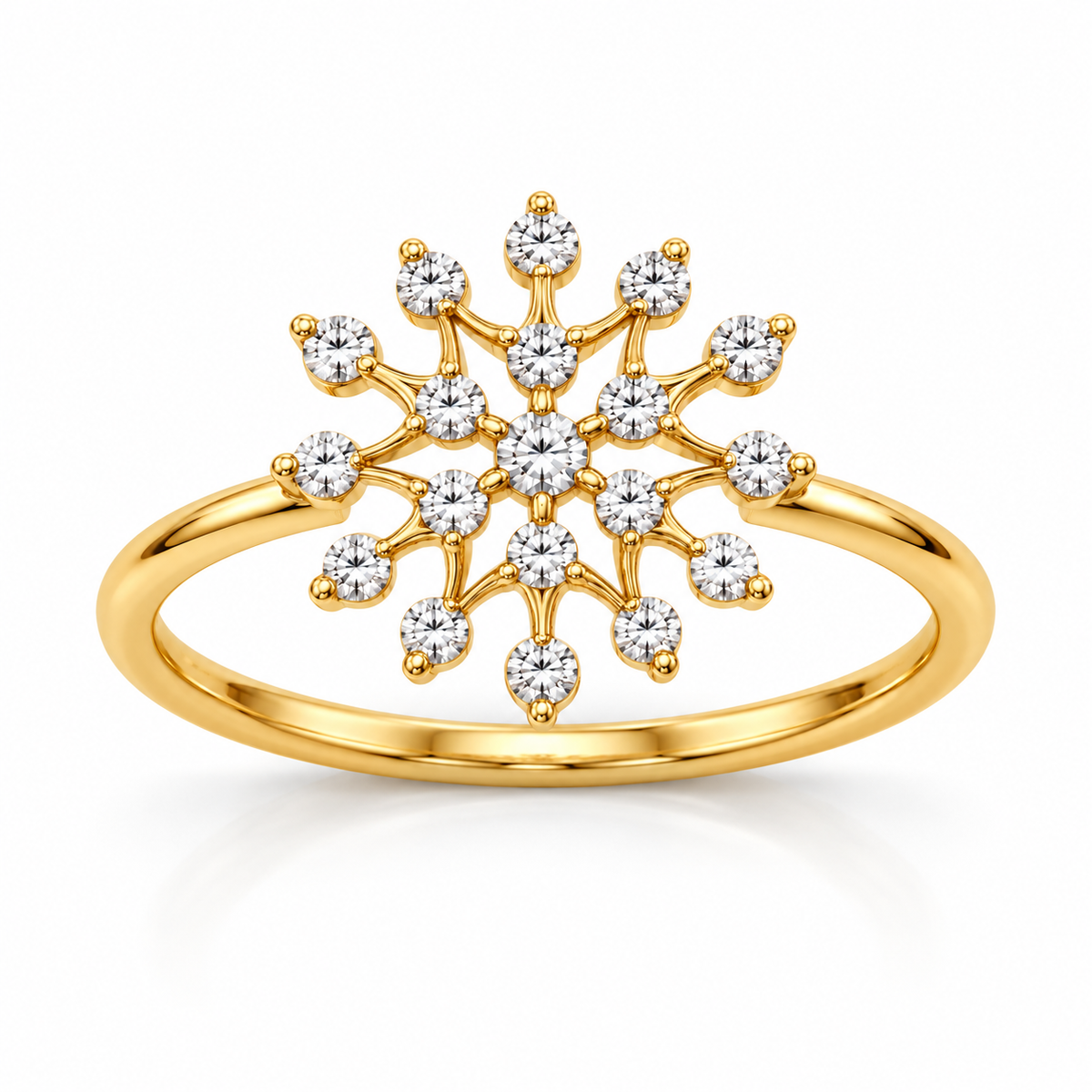 Snowflake Diamond Gold Ring - angled product view