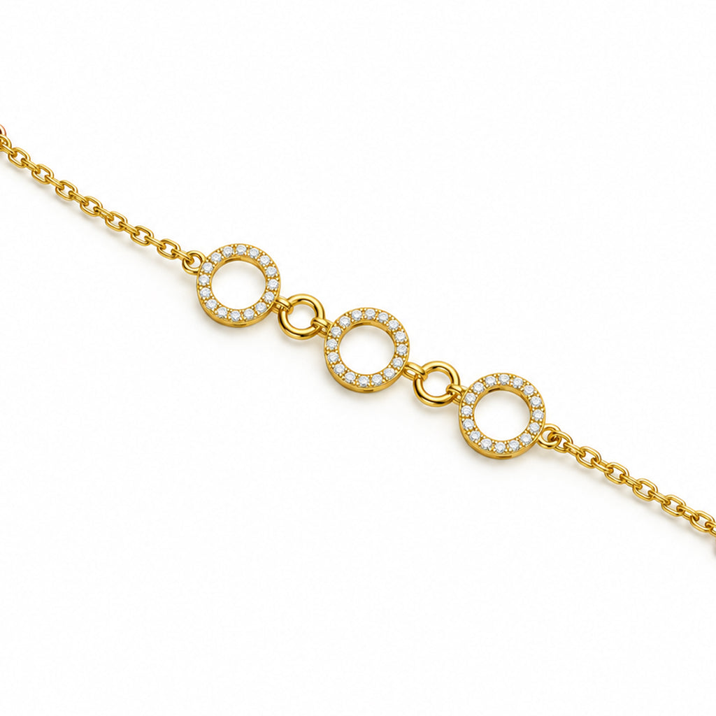 Triple Circle Pave Diamond Bracelet - angled product view