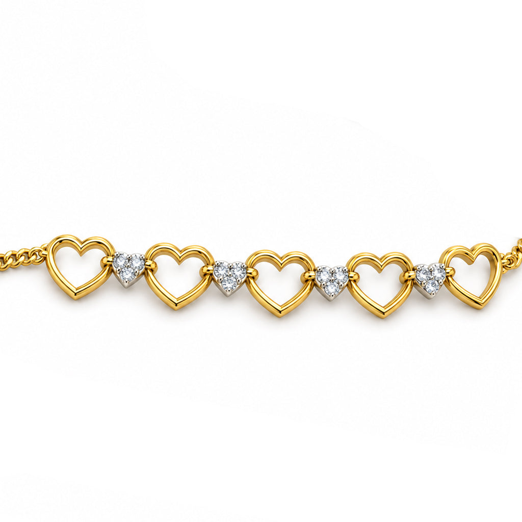 Open Heart Diamond Flower Bracelet - angled product view