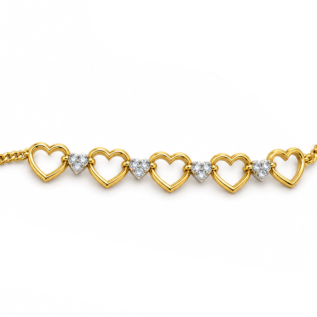 Open Heart Diamond Flower Bracelet - angled product view