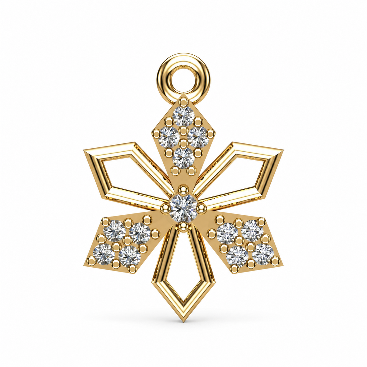 Luminous Geometric Starburst Diamond Pendant - Angle 1