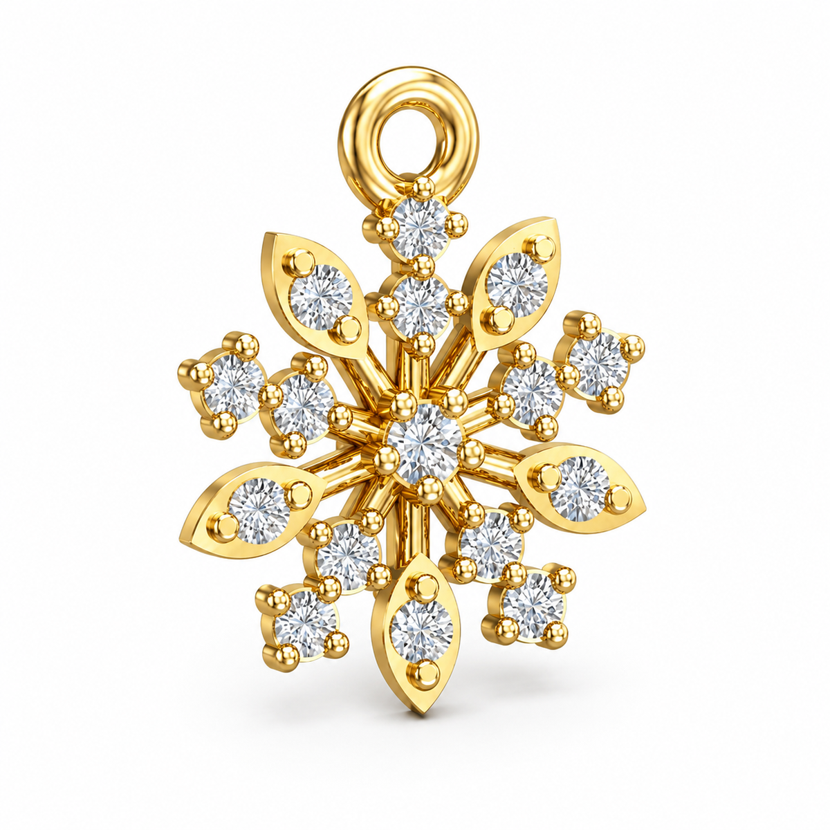 Celestial Bloom Snowflake Diamond Pendant - Angle 4