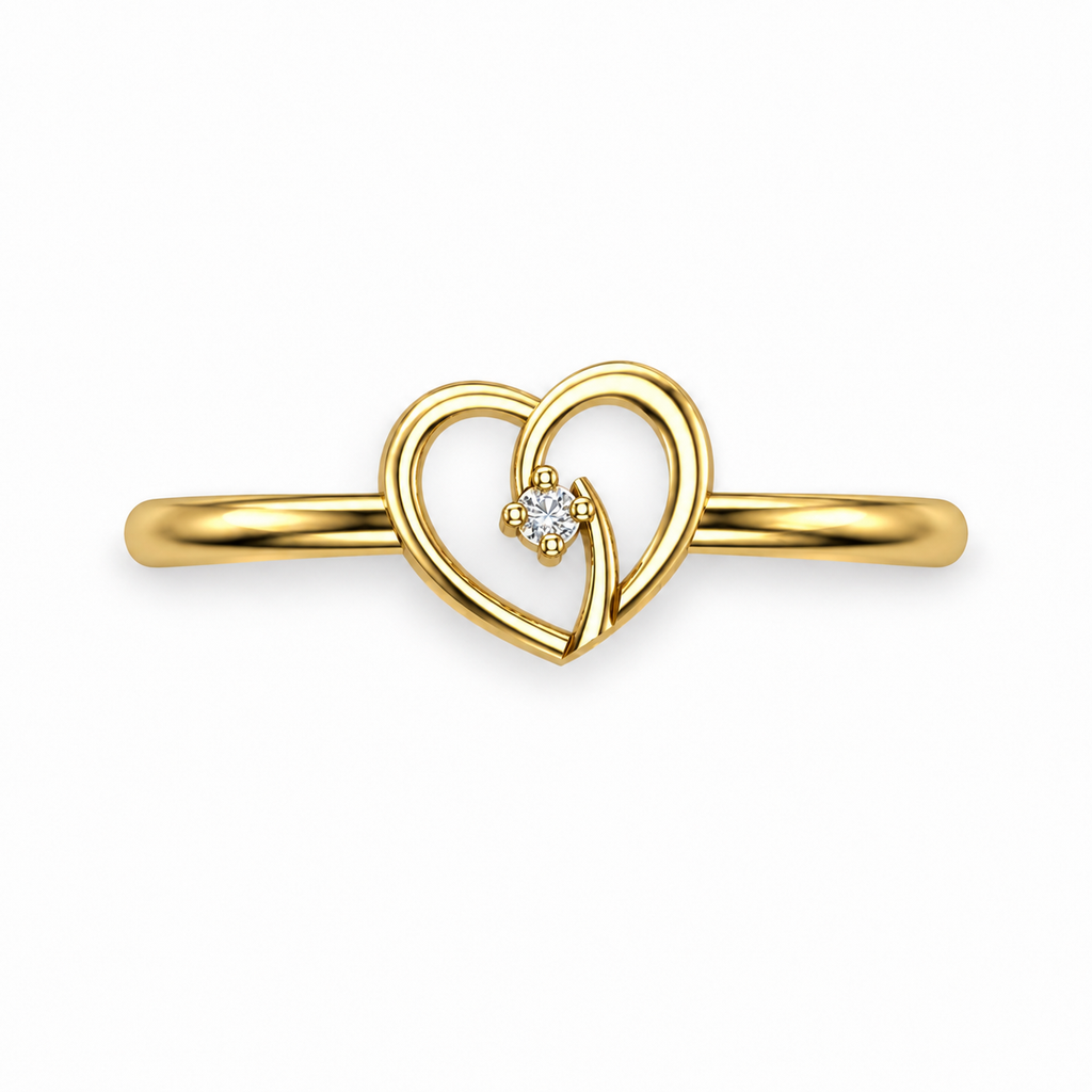 Golden Heart Solitaire Ring