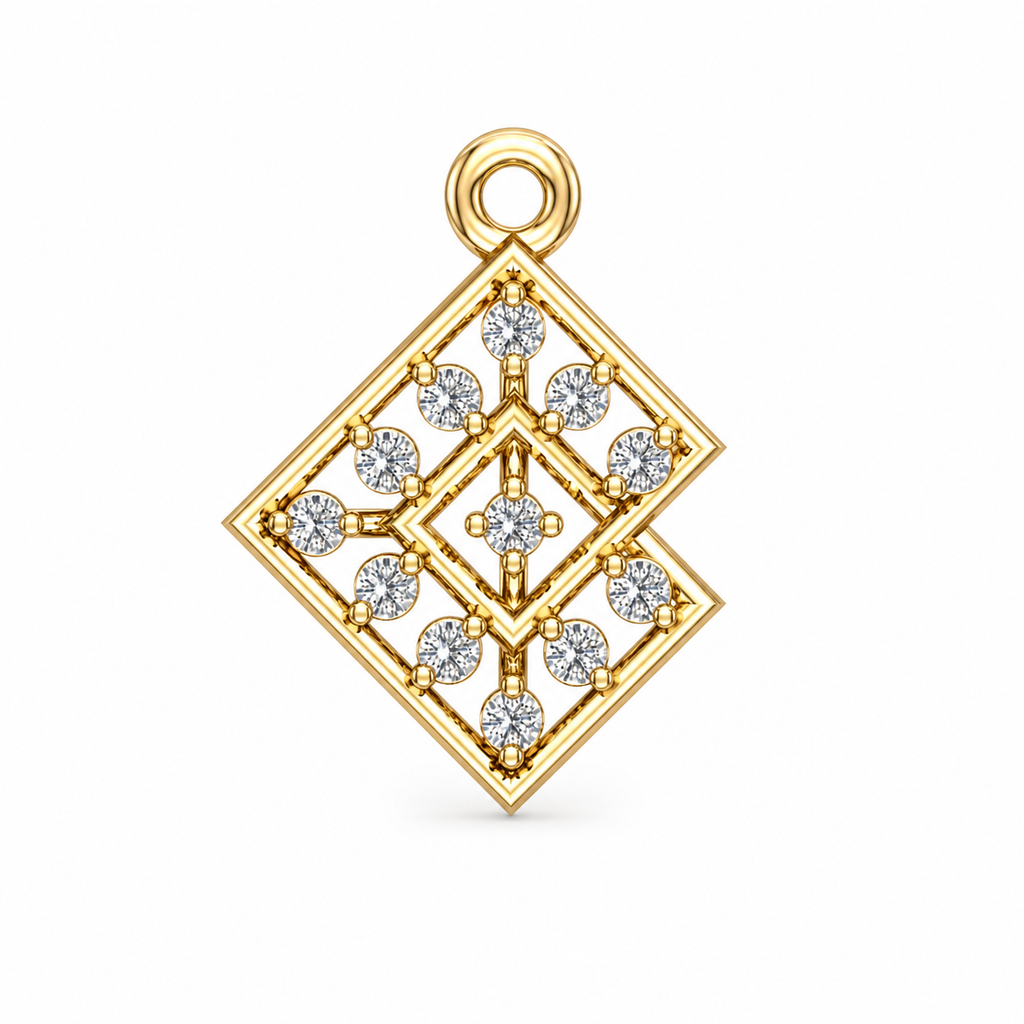 Modern Layered Rhombus Diamond Pendant - Angle 1
