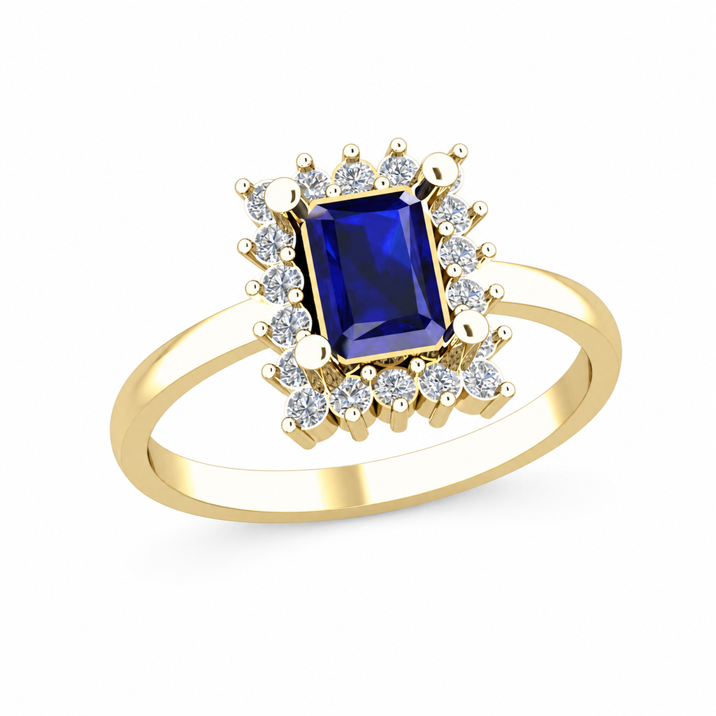 Midnight Emerald-Cut Halo Ring - view 1