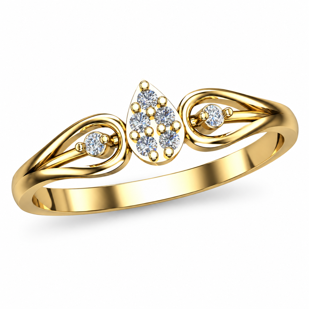 Teardrop Vine Diamond Ring - angled product view