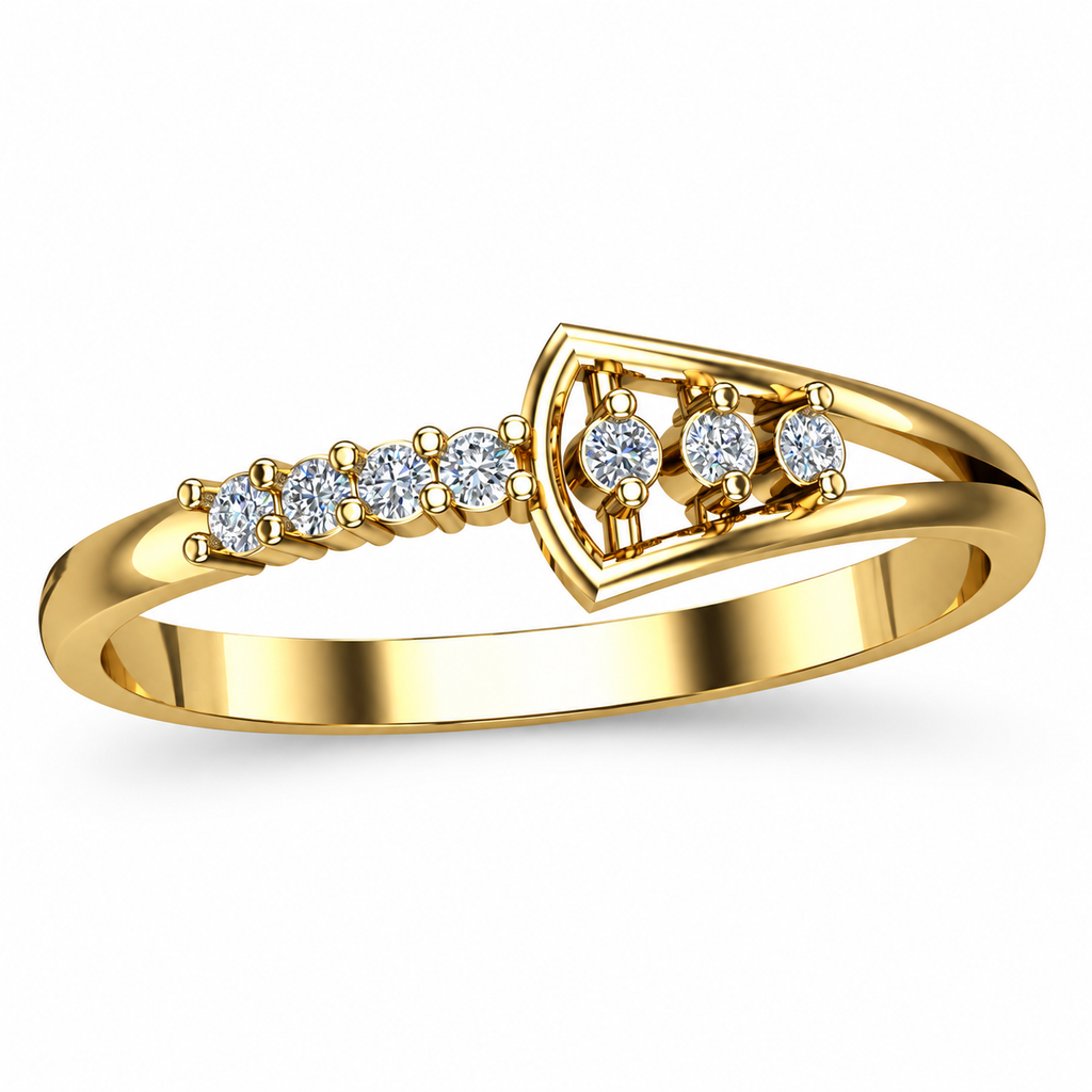 Geometric Shield Diamond Ring - angled product view