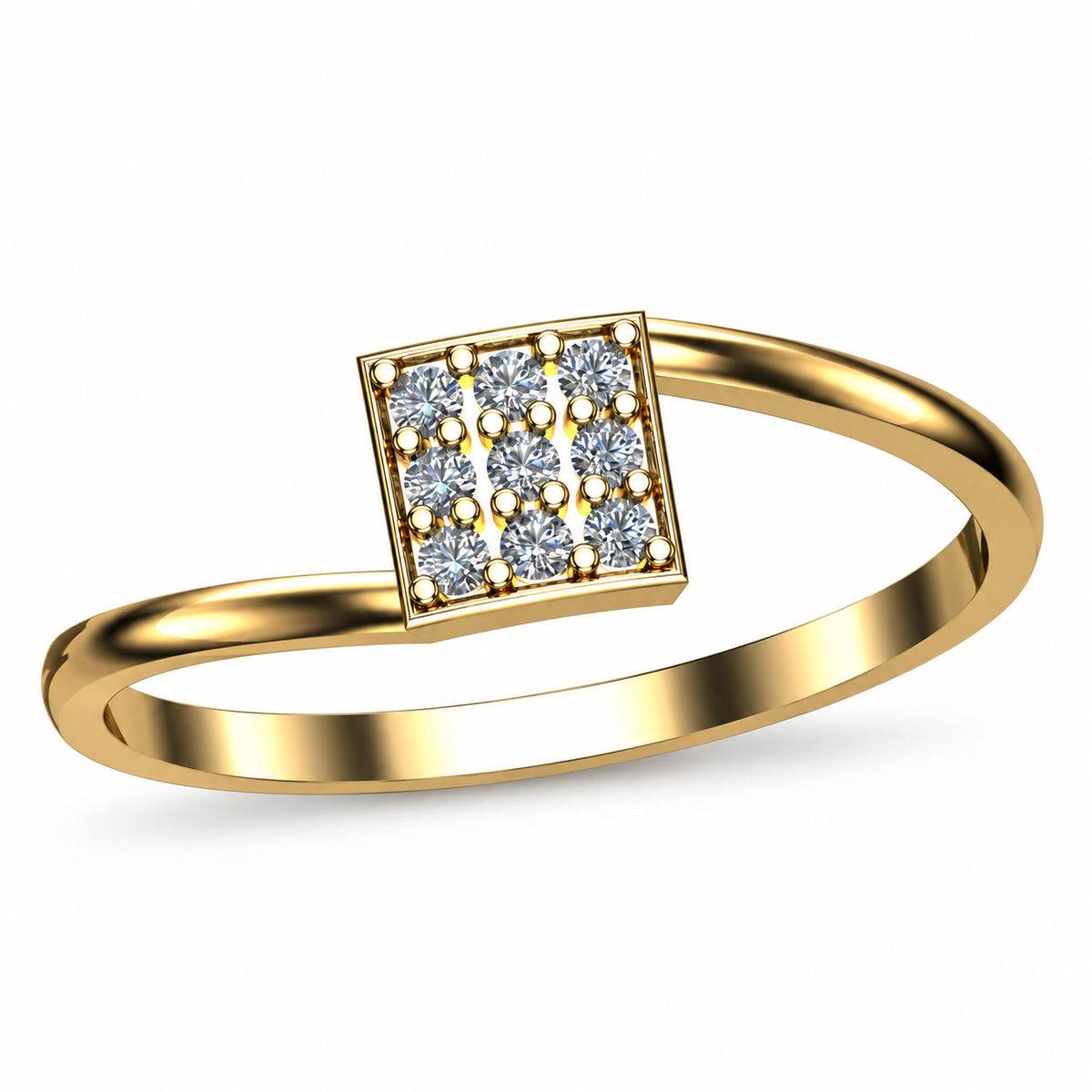 Square Pave Diamond Ring - angled product view