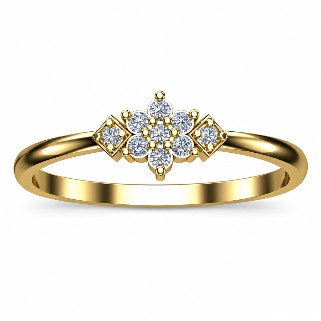 Geometric Floral Diamond Ring - angled product view