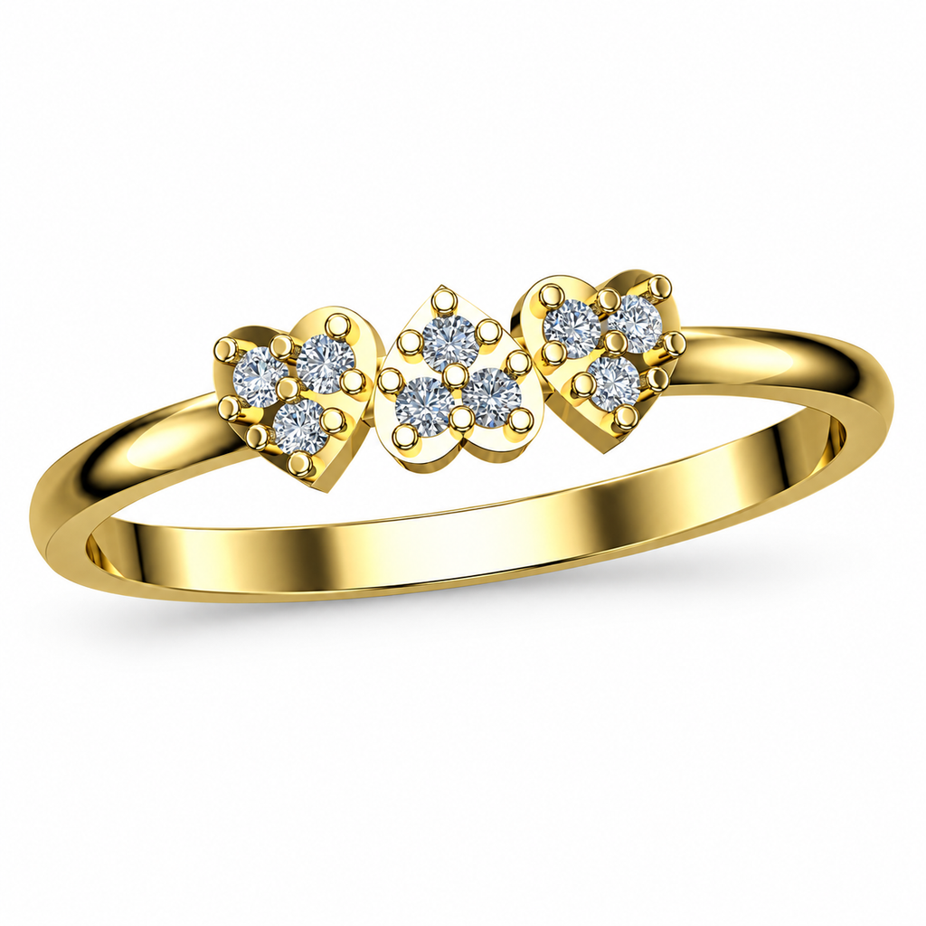 Three-Heart Diamond Ring - angled product view