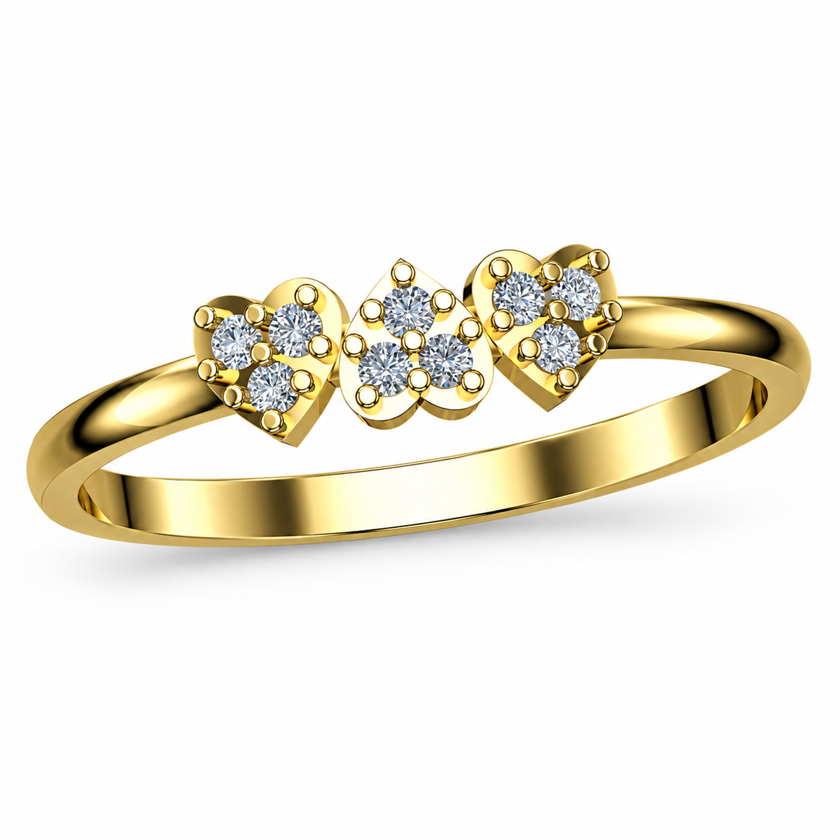 Three-Heart Diamond Ring - angled product view