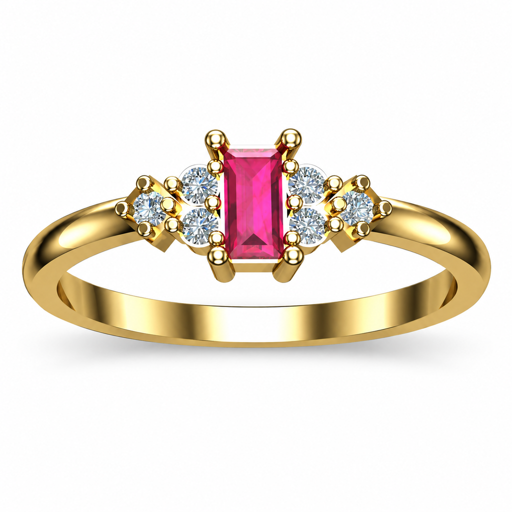 Blush Baguette Stone Ring - angled product view