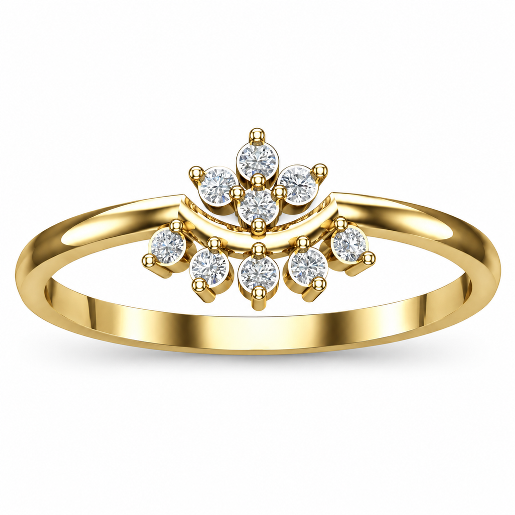 Crown Fan Diamond Ring - angled product view