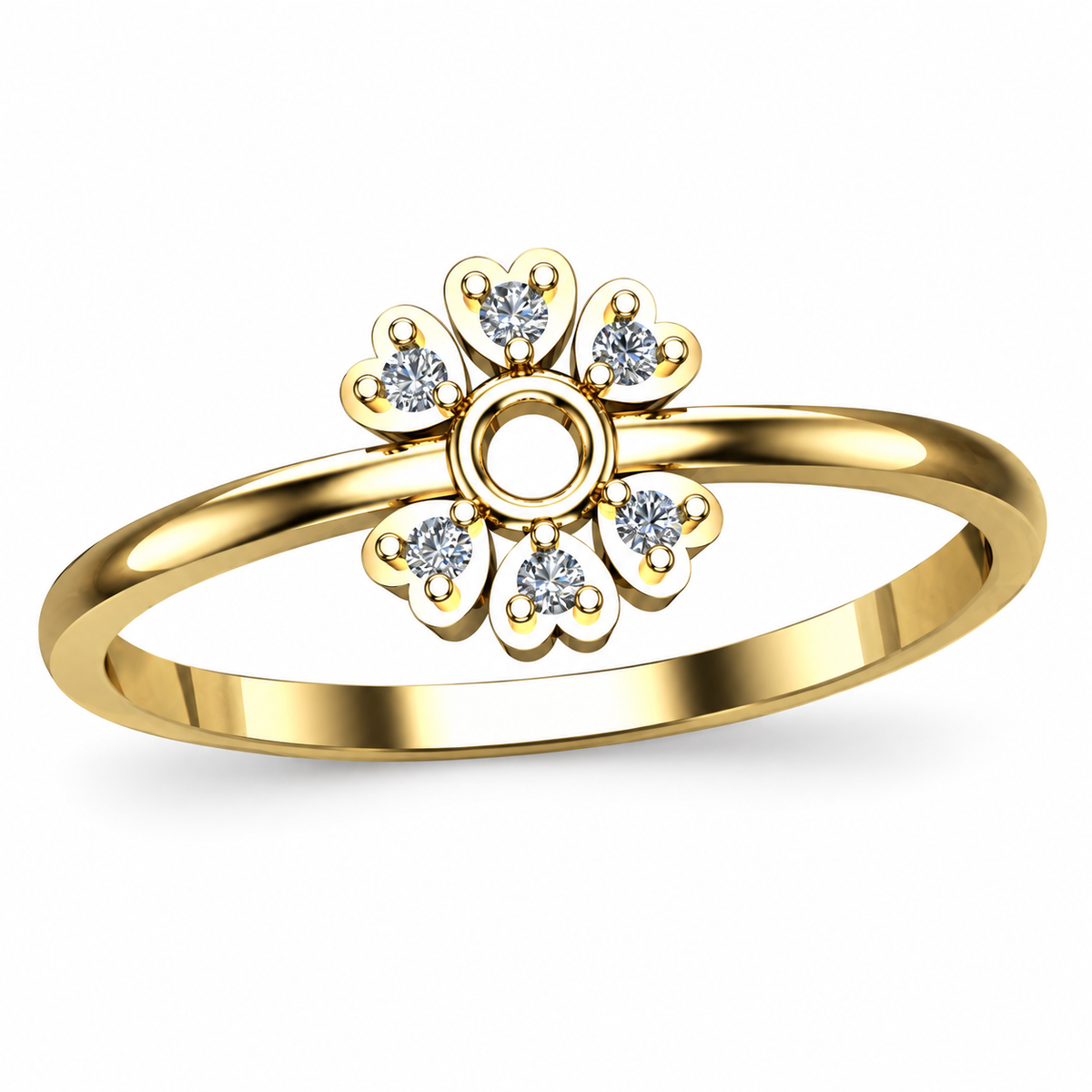 Open Daisy Diamond Ring - angled product view