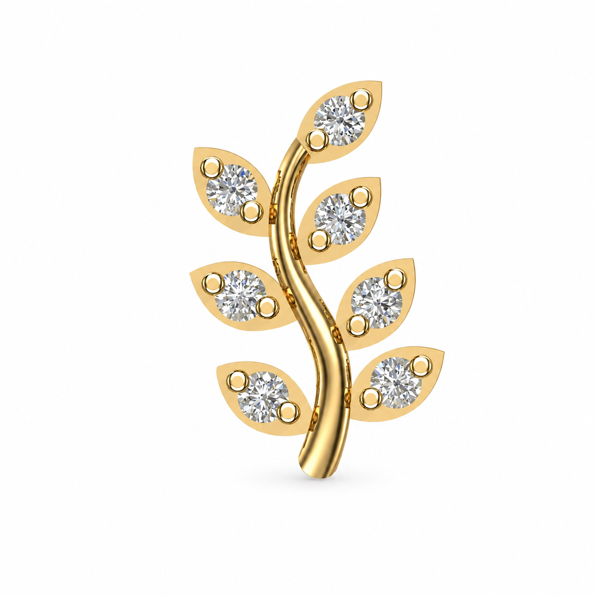 Diamond Leaf Branch Ear Climber on white background