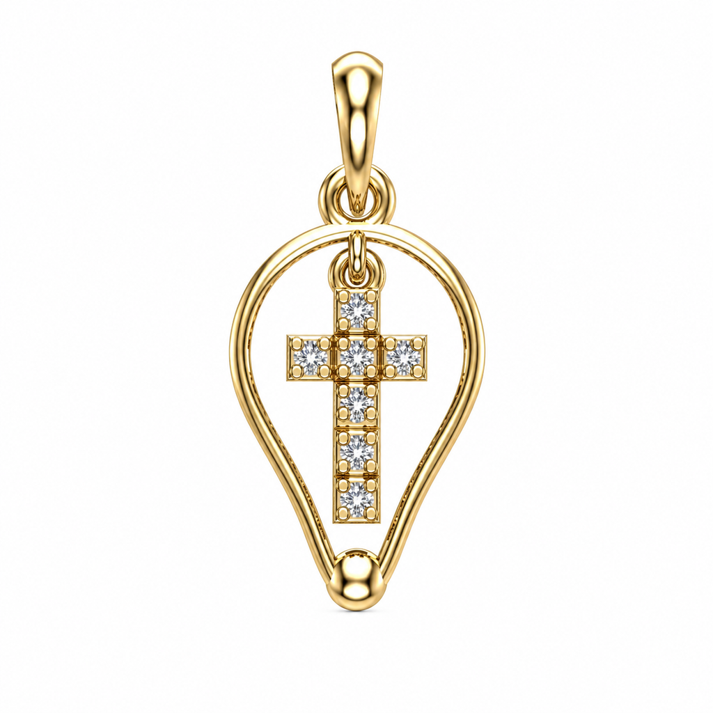 Grace Halo Diamond Cross Pendant - view 1
