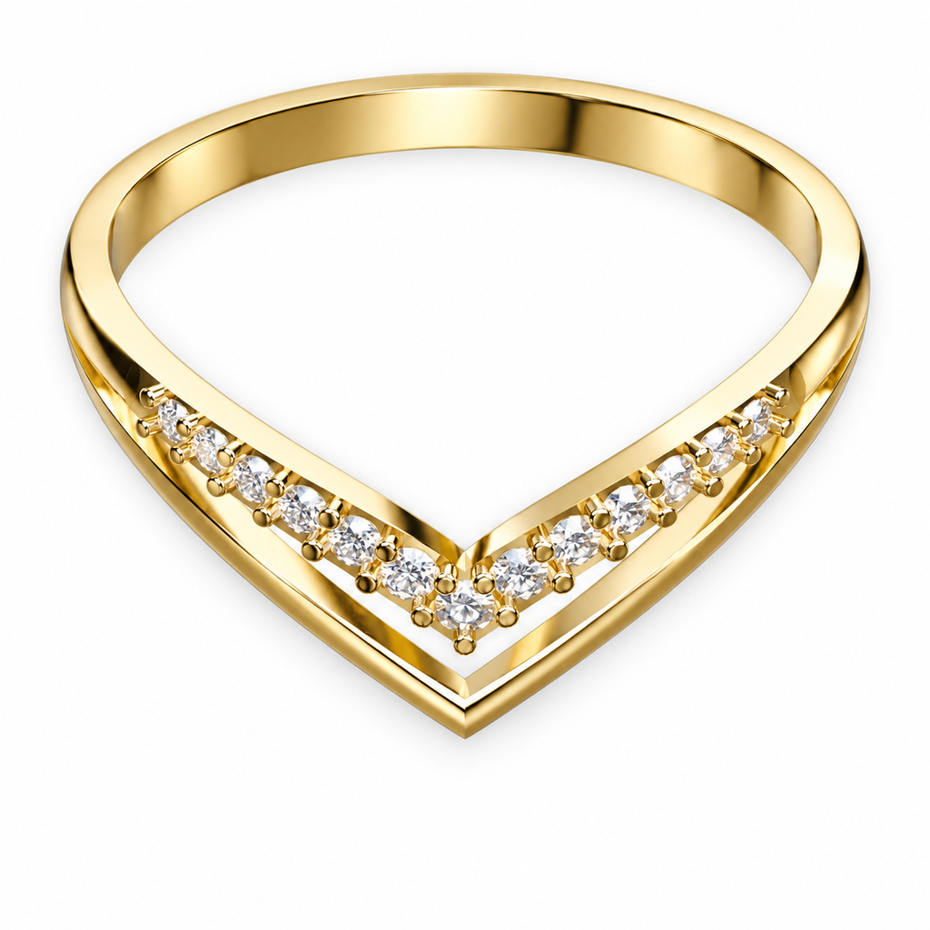 Chevron Diamond Band Ring - angled product view