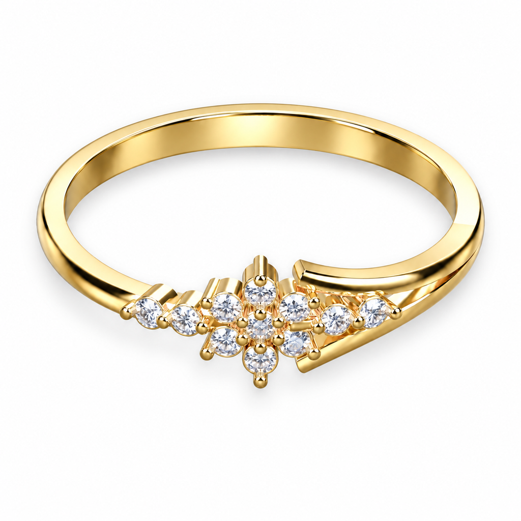 Floral Arc Diamond Ring - angled product view