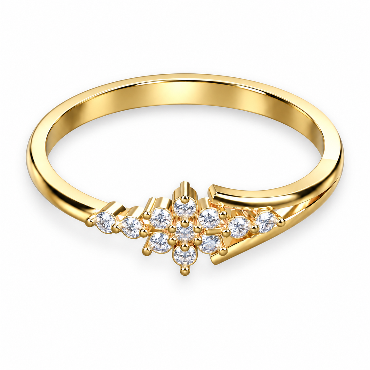 Floral Arc Diamond Ring - angled product view